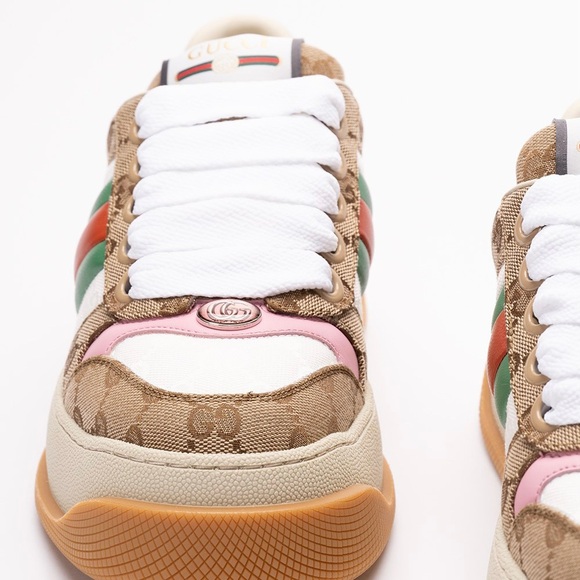 GUCCI Double Screner GG logo web stripe platform sneakers - Picture 4 of 5